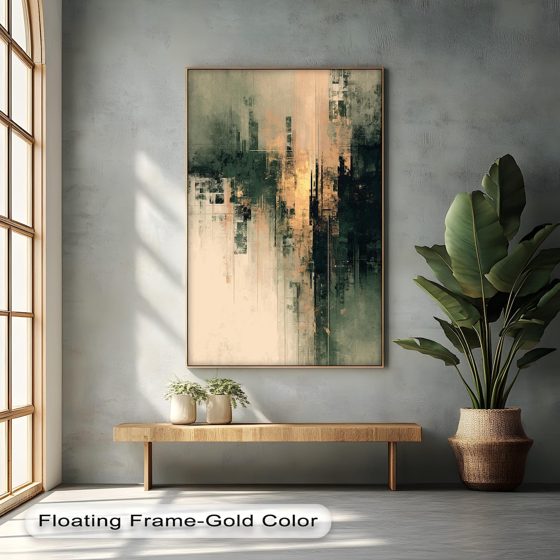 Green and Gold Abstract Modern Textured Wall Art
