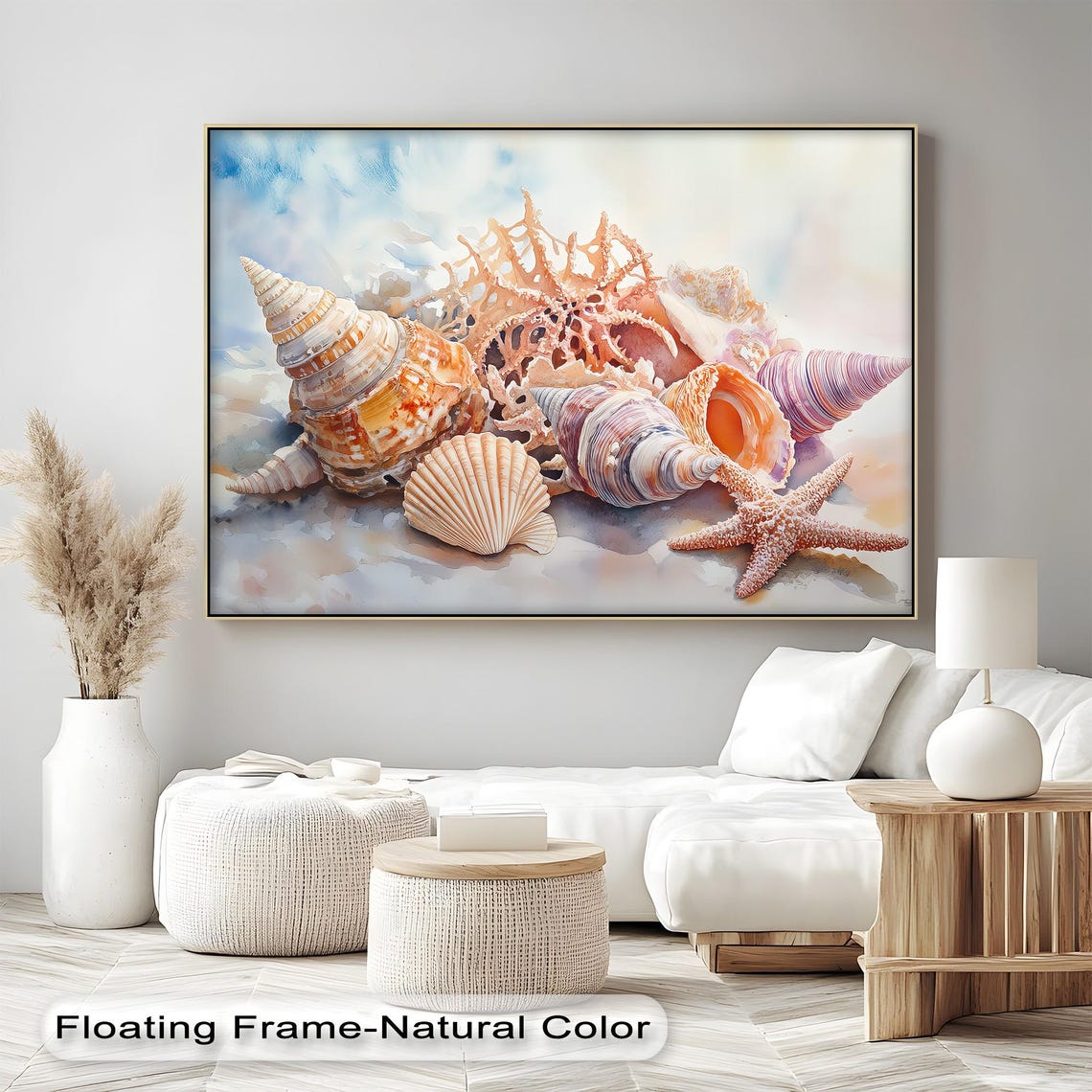 Watercolor Seashell Collection Orange Starfish Beach Shell Wall Poster