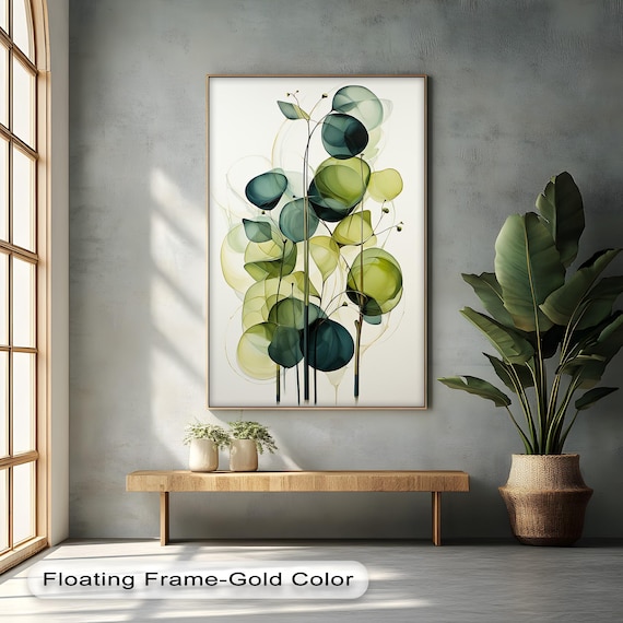 Green Botanical Canvas Print Abstract Leaf Wall Art Modern Home Decor