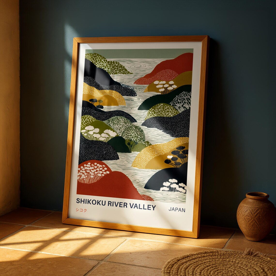 Shikoku River Valley Vintage Japanese Landscape Art Print
