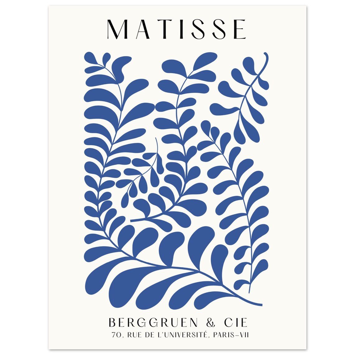Blue Matisse Print, Modern Botanical Wall Art