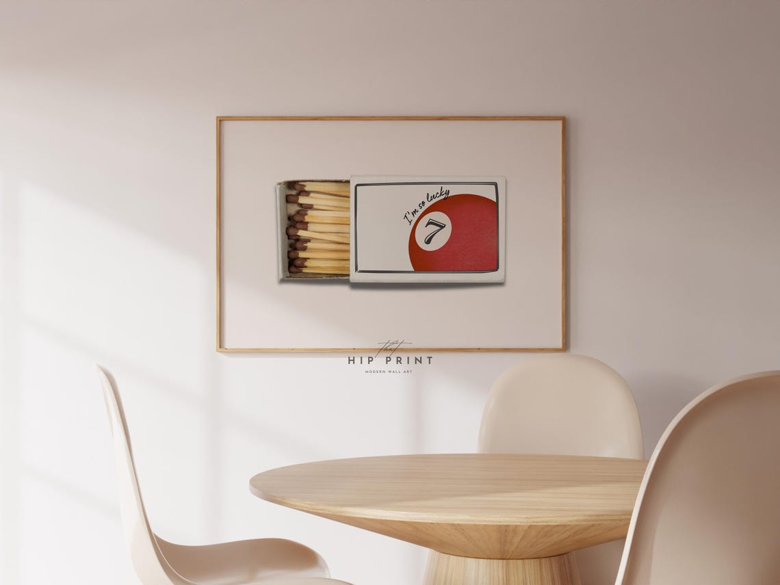 I Am So Lucky 7 Ball Trendy Matchbox Retro Dorm Room Wall Art - Image 2