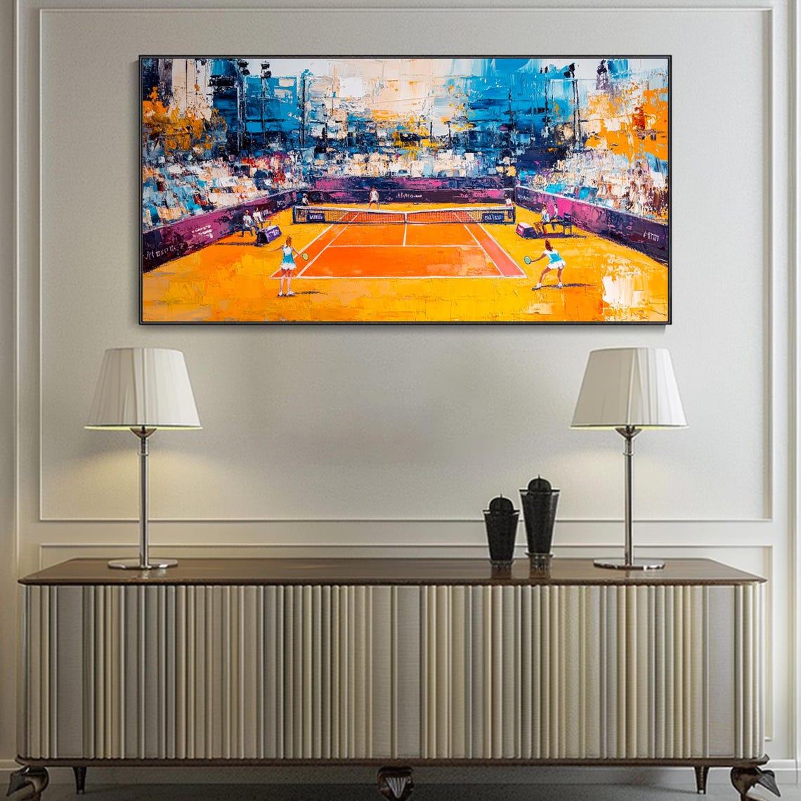 Tennis Court Abstract Thick Texture Oil Painting Custom Art Living Room Bedroom Wall Decor Gift For Tennis Lovers Sport Theme Palette - Image 3