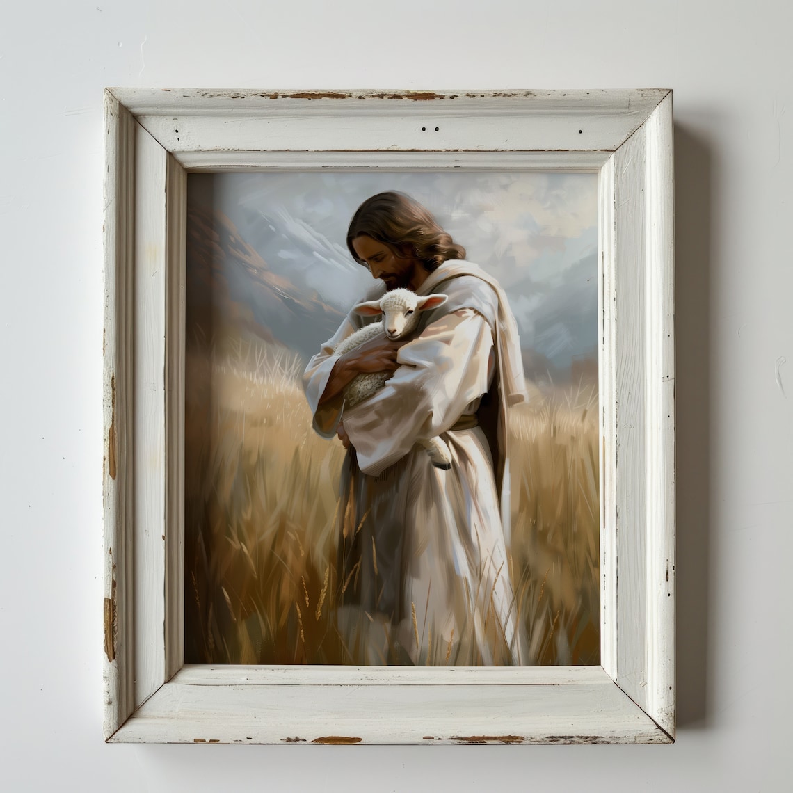Jesus Holding the Missing Lamb Christian Wall Art Print - Image 4