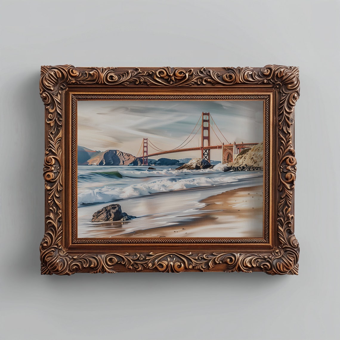 Golden Gate Bridge Sunset Waves Crashing San Francisco Travel Poster - Image 4