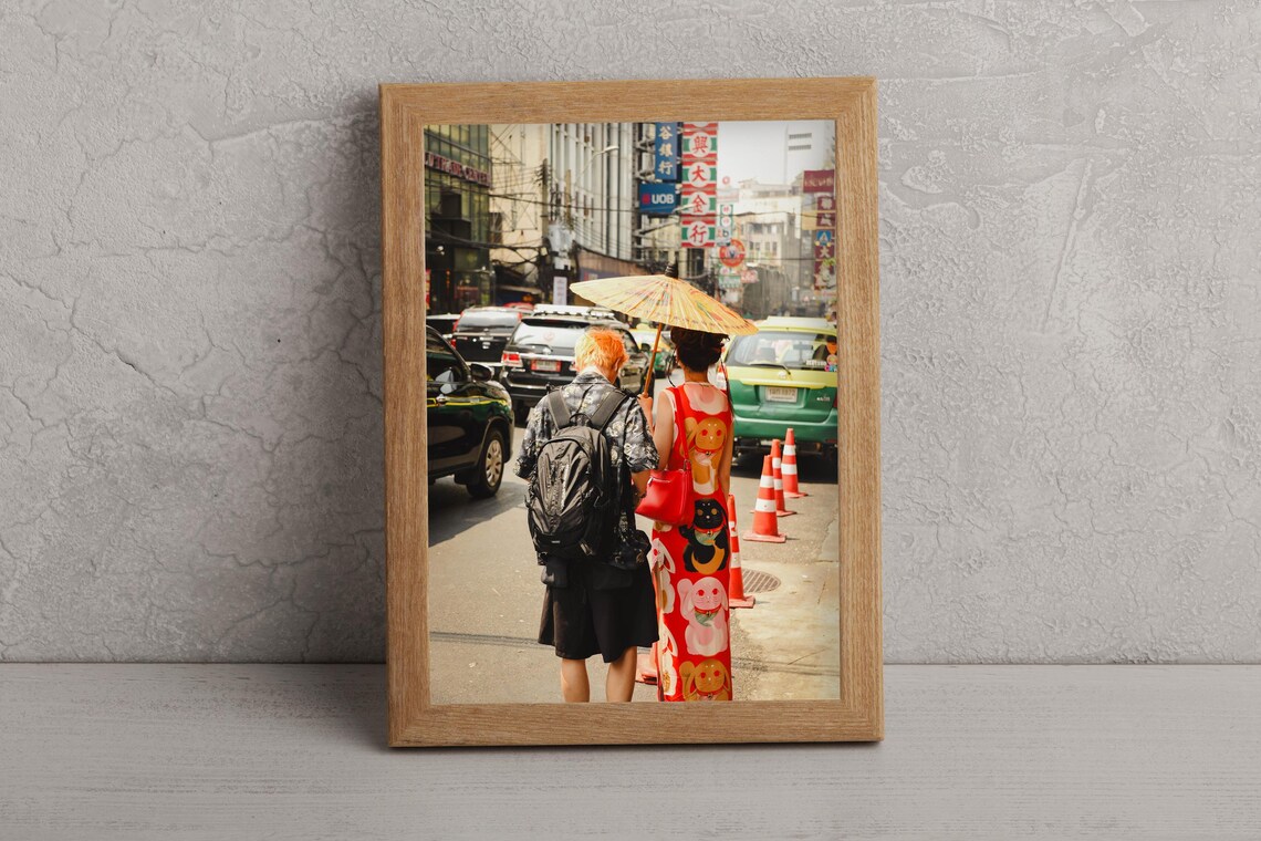 Bangkok Chinatown Street Photography Two Women Tuk Tuk City Scene Poster
