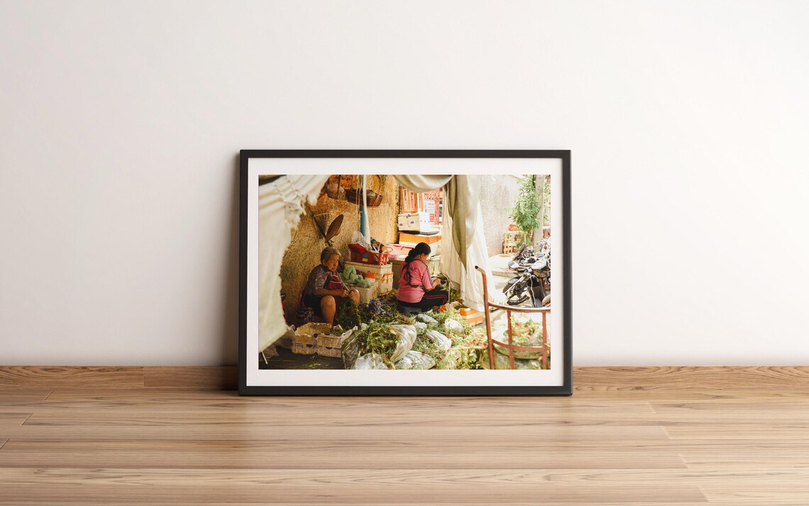 Bangkok Street Market Vendors Daily Life Thailand Photo Art Poster