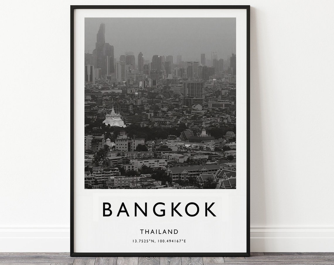 Bangkok Travel Print Bangkok Travel Poster Thailand Print Travel Art Travel Decor Black And White Photographic Print - Image 3