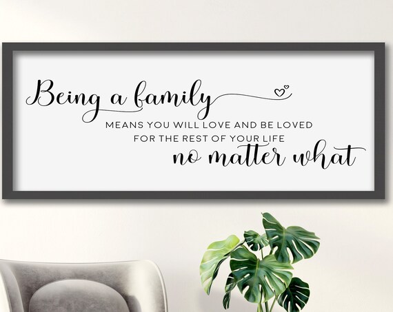 Being a Family Means Love and Be Loved Family Quote Sign Poster