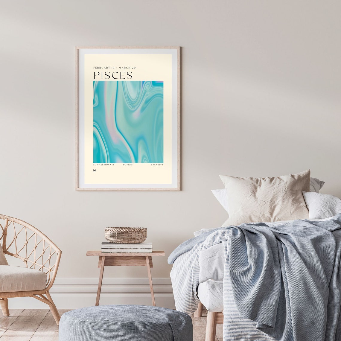 Pisces Zodiac Sign Blue Liquid Energy Compassionate Star Poster - Image 2