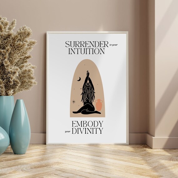 Surrender Intuition Divine Feminine Goddess Spiritual Quote Poster