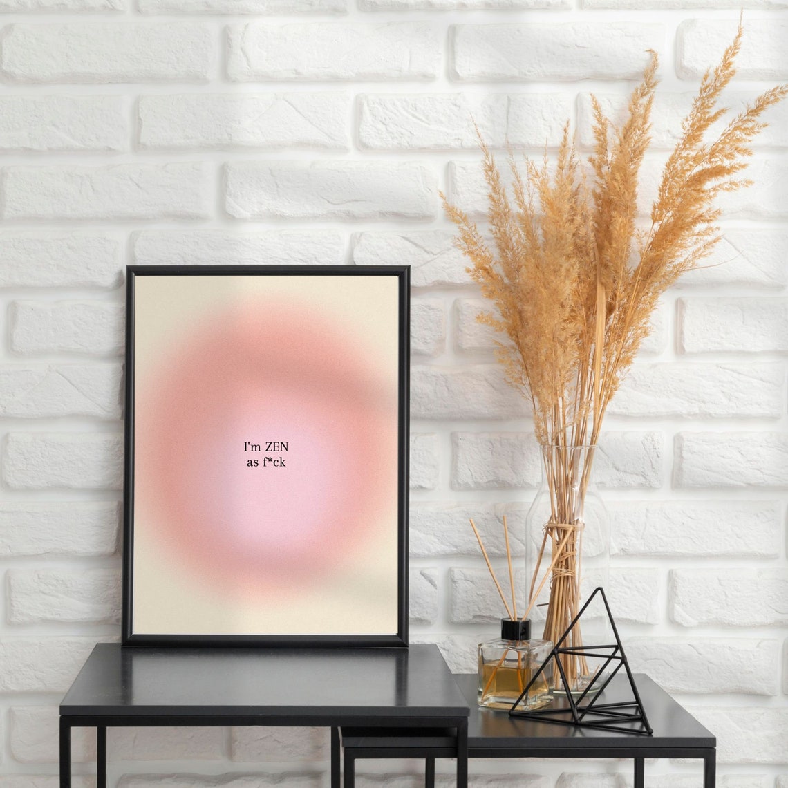 Funny Zen Aura Quote Pink Gradient Minimalist Yoga Room Poster - Image 3