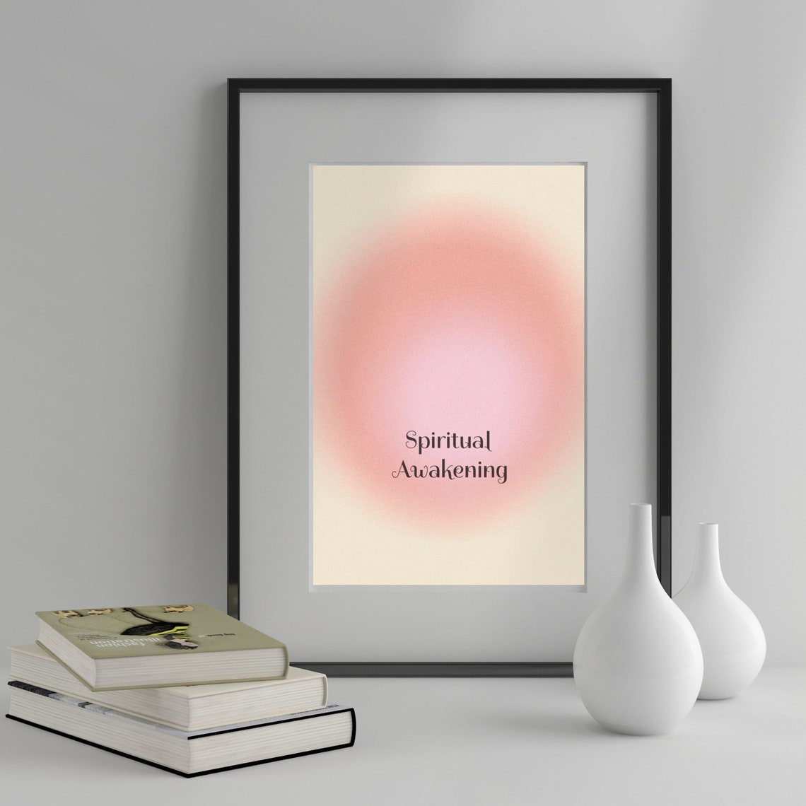 Spiritual Awakening Pink Aura Halo Minimalist Quote Poster Cream - Image 4