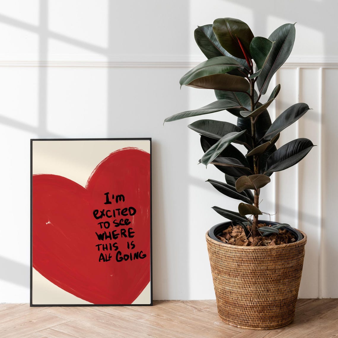 Im Excited to See Where This Is Going Red Heart Love Art Poster - Image 3