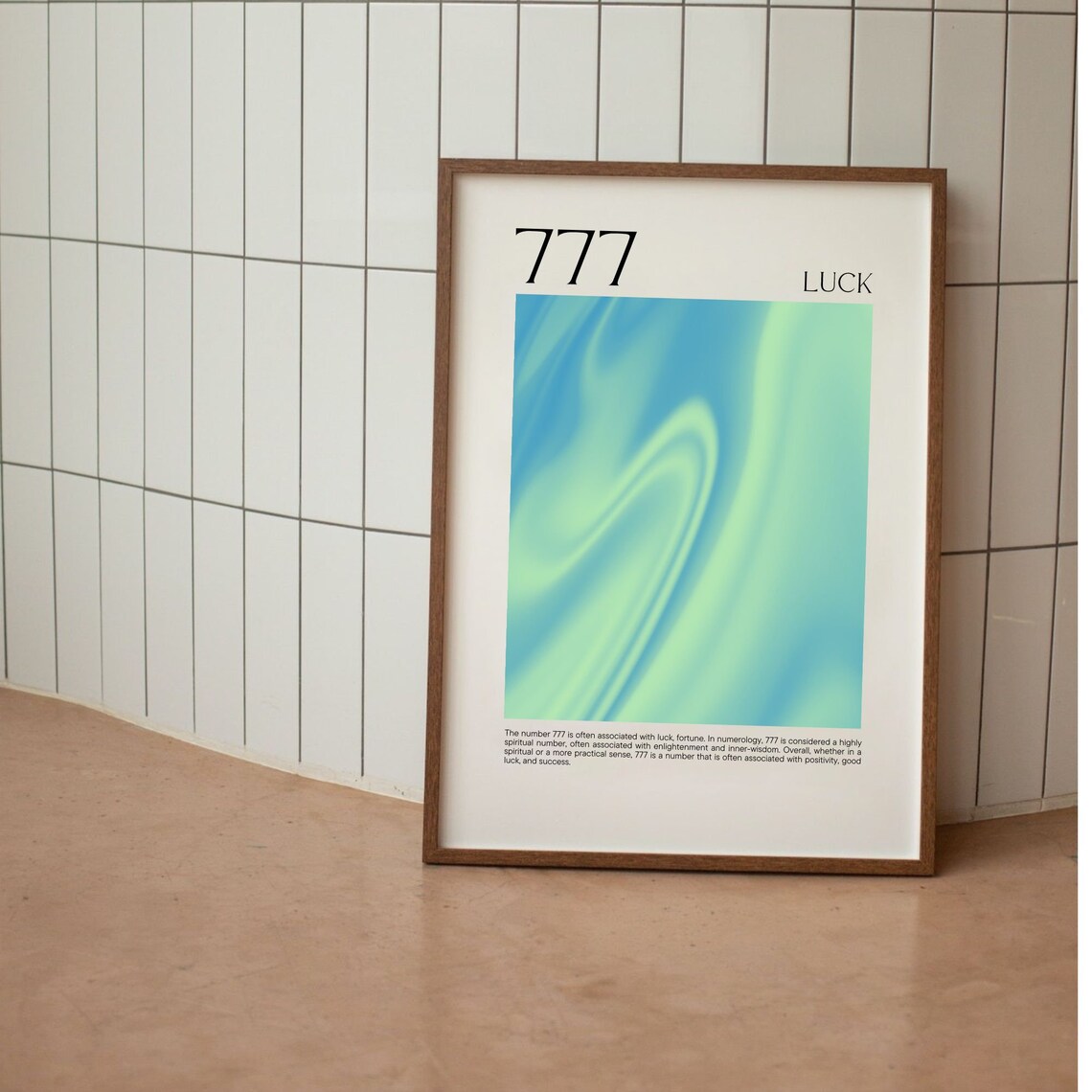 Angel Number 777 Luck Green Blue Aura Gradient Spiritual Poster