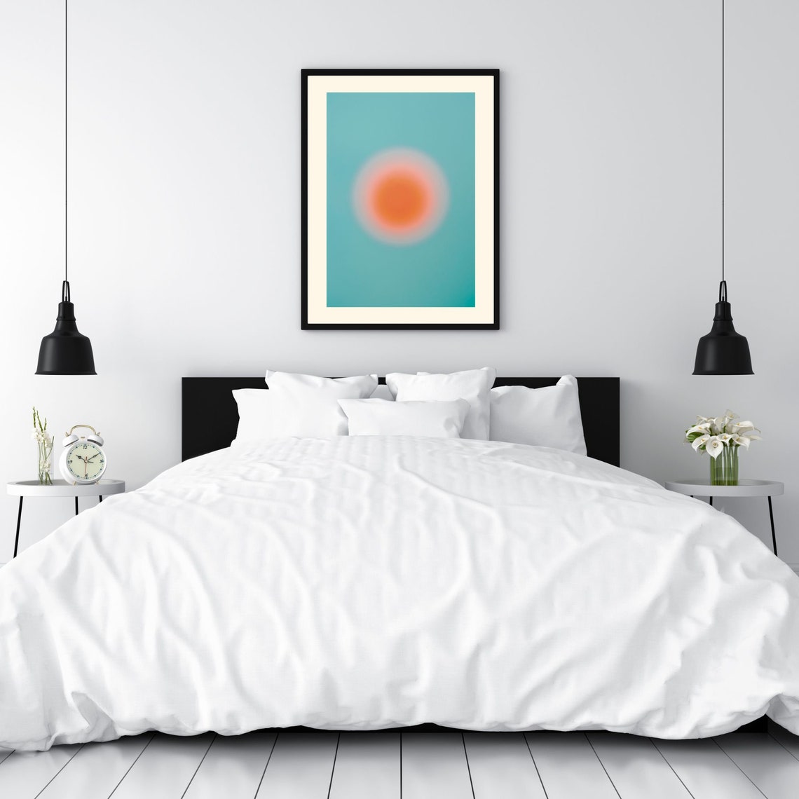 Turquoise Aura Gradient Orb Minimal Spiritual Decorative Poster - Image 4