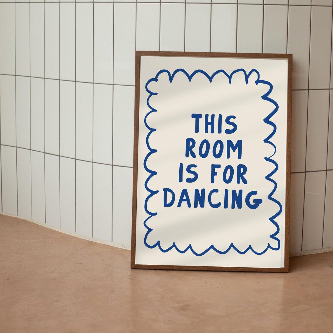 This Room Is for Dancing Navy Blue Wavy Fun Quote Art Poster - Image 4