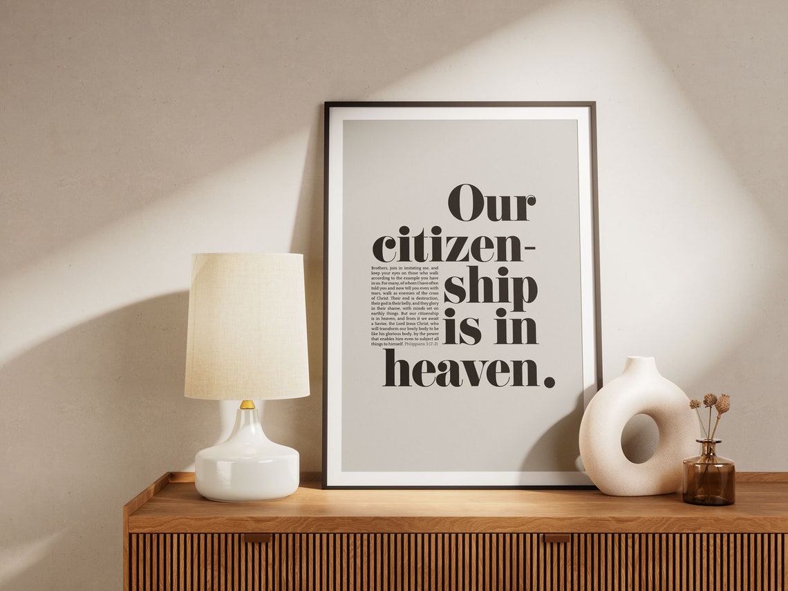 Philippians 320 21 Our Citizenship Is In Heaven Bible Verse Wall Art Christian Art Modern Minimalist Contemporary Scripture Home Decor - Image 5