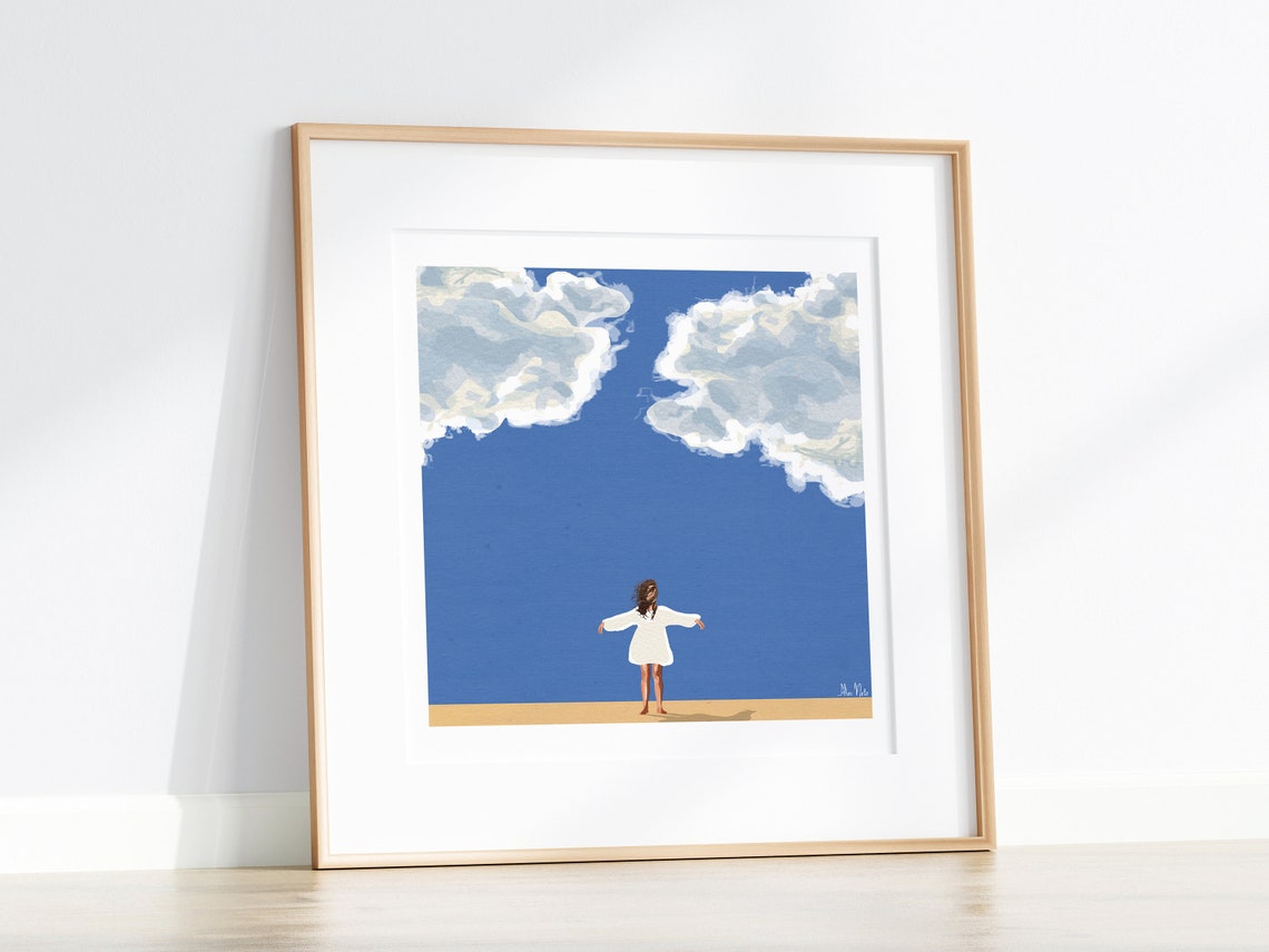 Blue and White Clouds Sky Art - Image 3