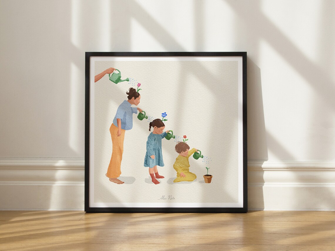 Together We Bloom Mother Watering Children Garden Wall Poster - Image 3