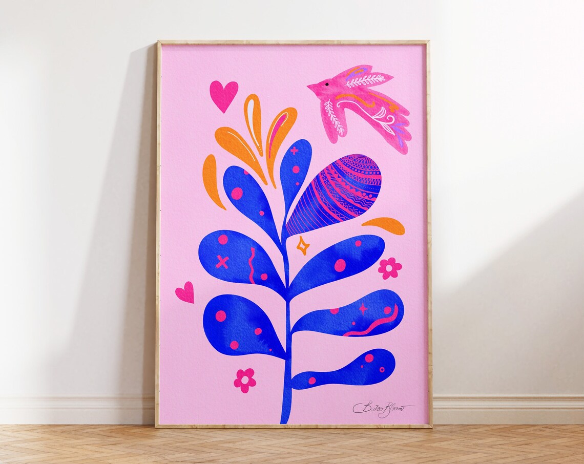 Maximalist Botanical Floral Abstract Art Print