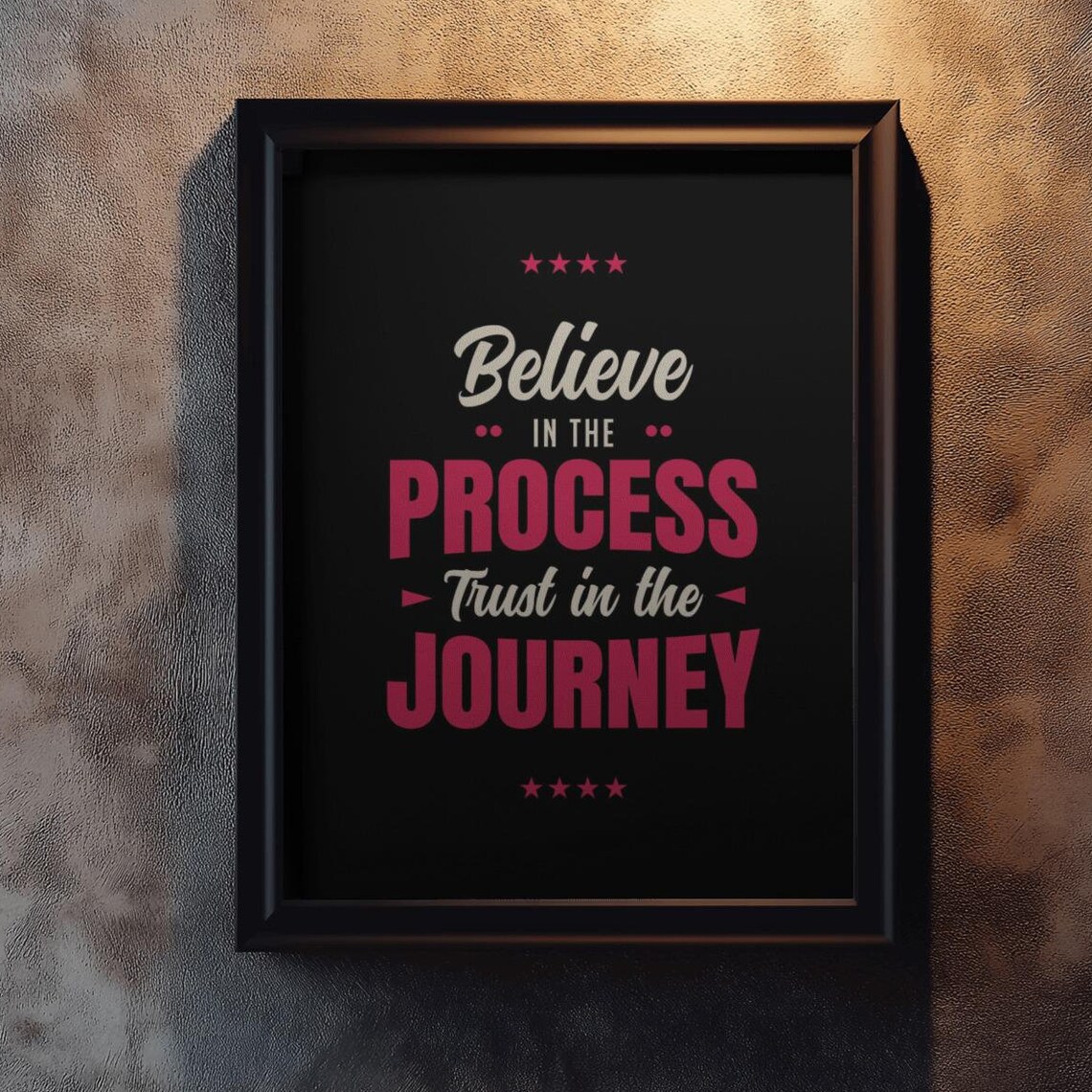 Believe In The Process Trust In The Journey Poster Black Red Star Quote - Image 2