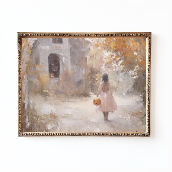 Vintage Halloween Art Print, Spooky Autumn Decor