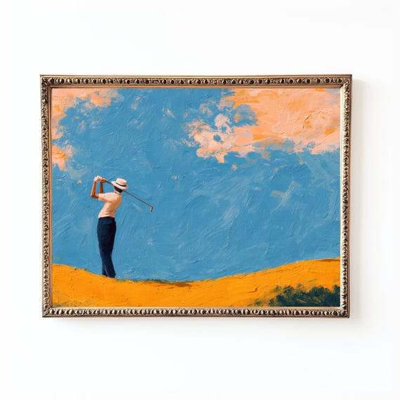 Golfer Swing Painting, Modern Sports Wall Art