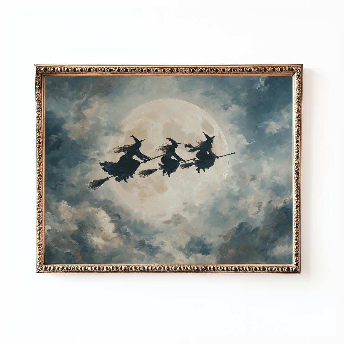 Vintage Halloween Witch Art Print Spooky Autumn Dcor