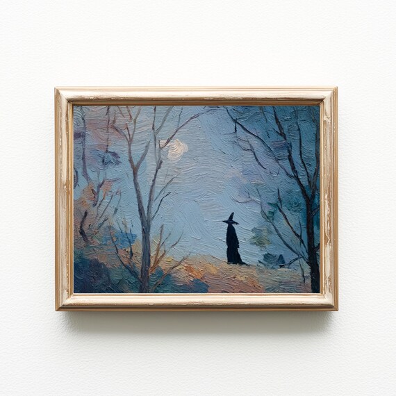 Vintage Halloween Witch Art Print Spooky Autumn Dcor