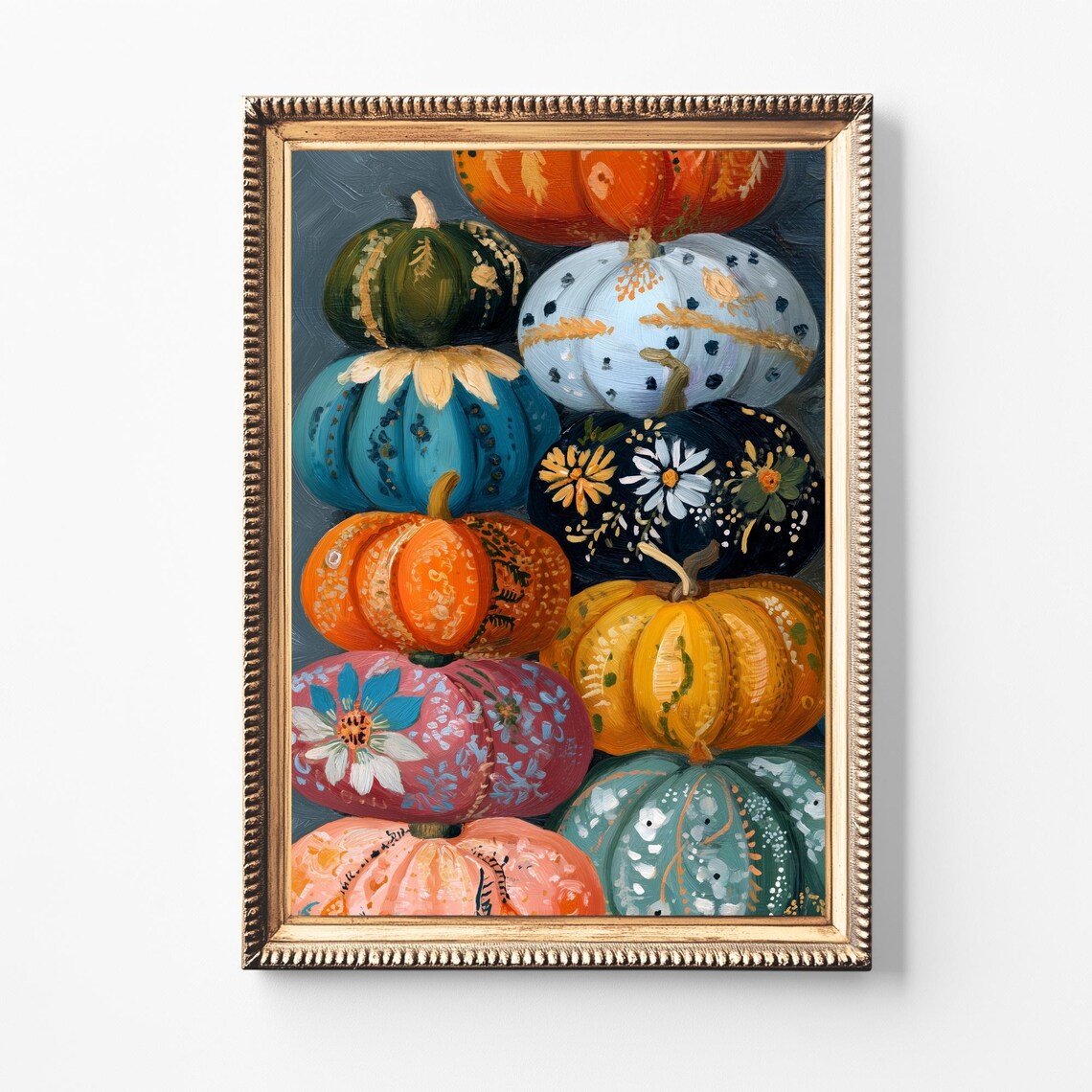 Boho Pumpkin Art Print Set, Fall Harvest Decor