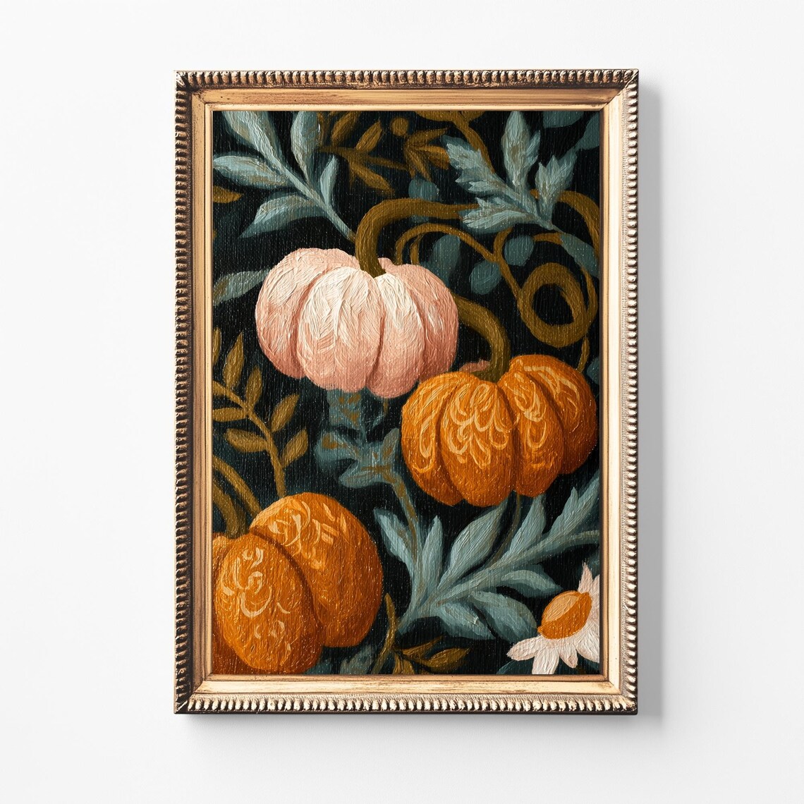 Floral Pumpkin Patch Print Whimsical Fall Decor
