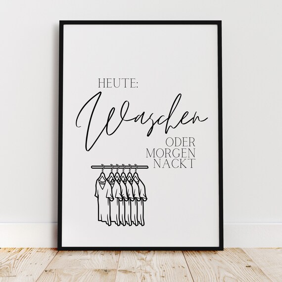 Laundry Room Wash Or Naked Tomorrow Black Clean Typography Posters Deco Print Funny Funny A4 A5