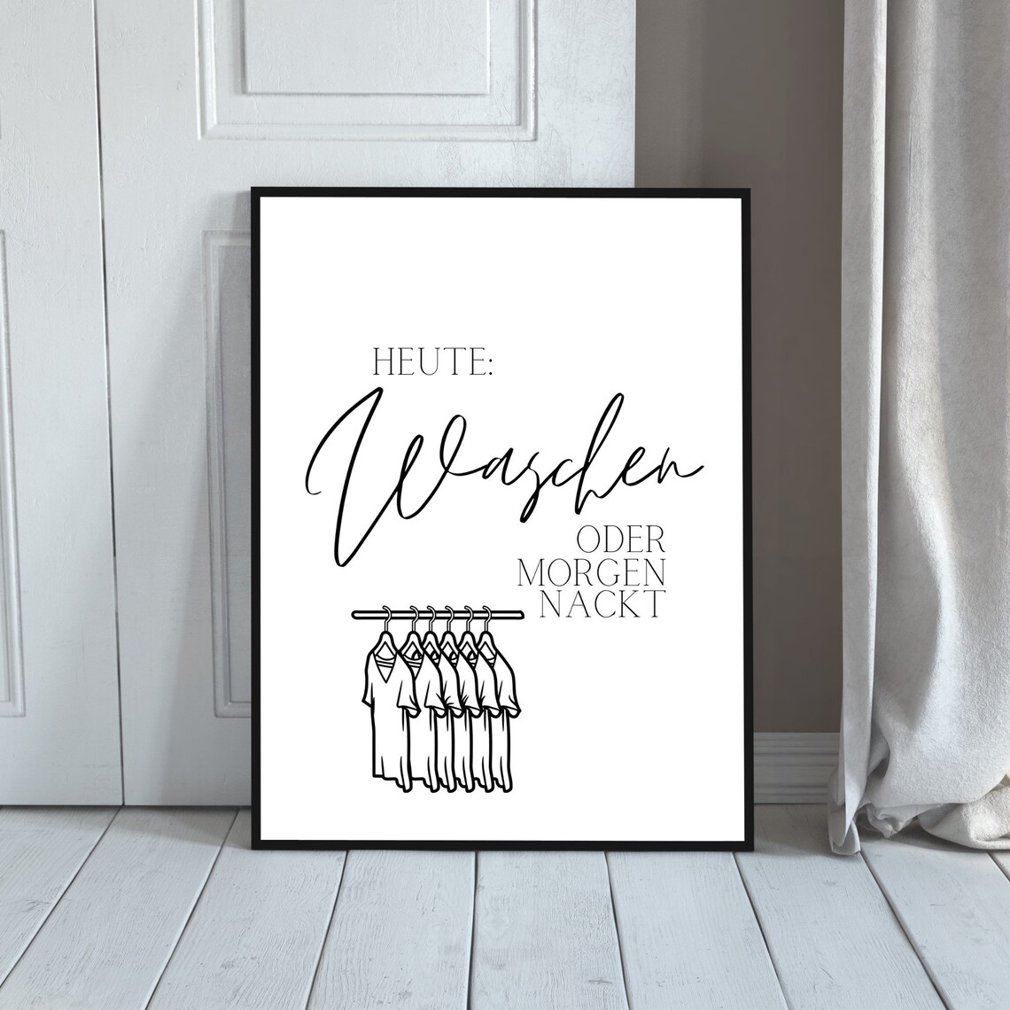 Laundry Room Wash Or Naked Tomorrow Black Clean Typography Posters Deco Print Funny Funny A4 A5 - Image 3