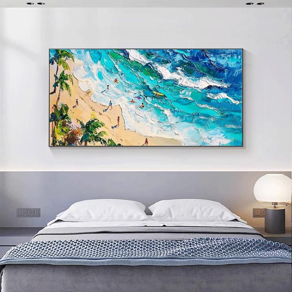 Turquoise Beach Aerial View With Surfers Summer Coast Poster - Image 2