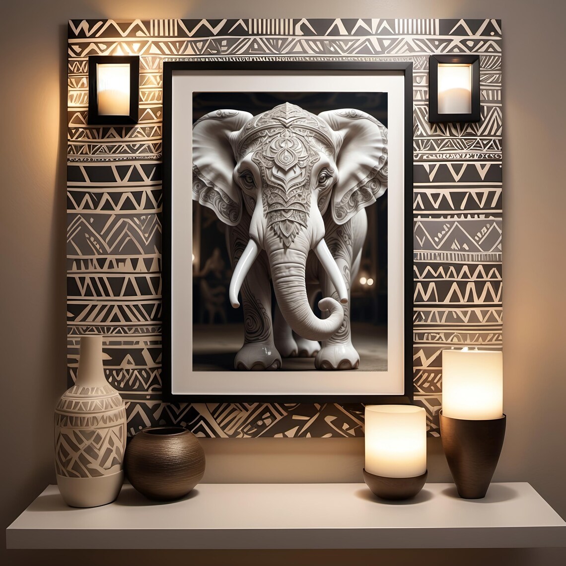 Elephant Tattoo Lover Bold Animal Wall Art Print - Image 3