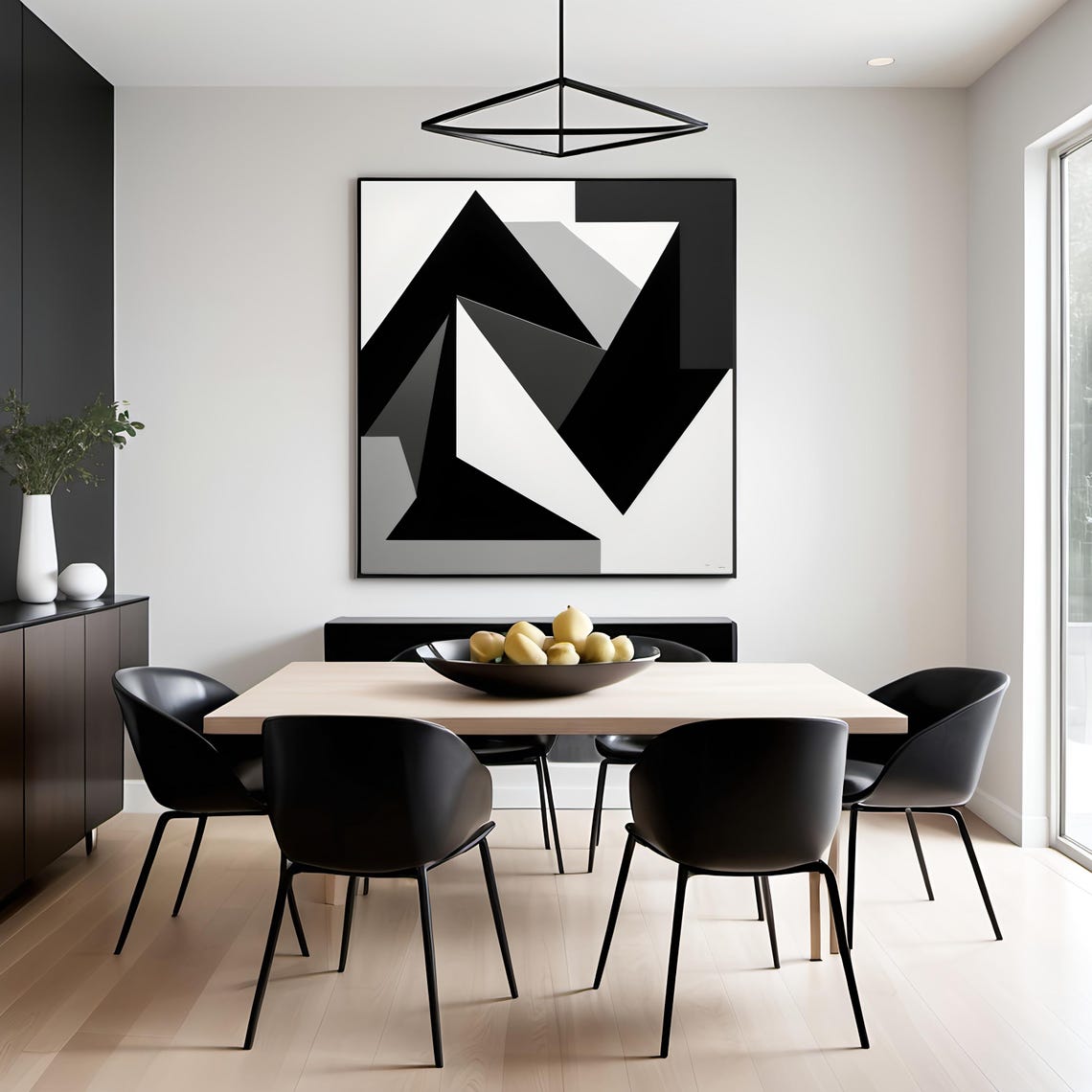 Minimalist Black And White Abstract Geometric Modern Art High Contrast Elegant Wall Decor For Home Or Office - Image 3