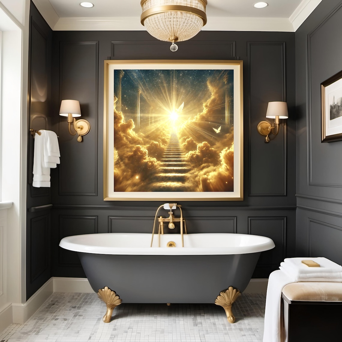Heavenly Stairway To Light Spiritual Wall Art Print - Image 2