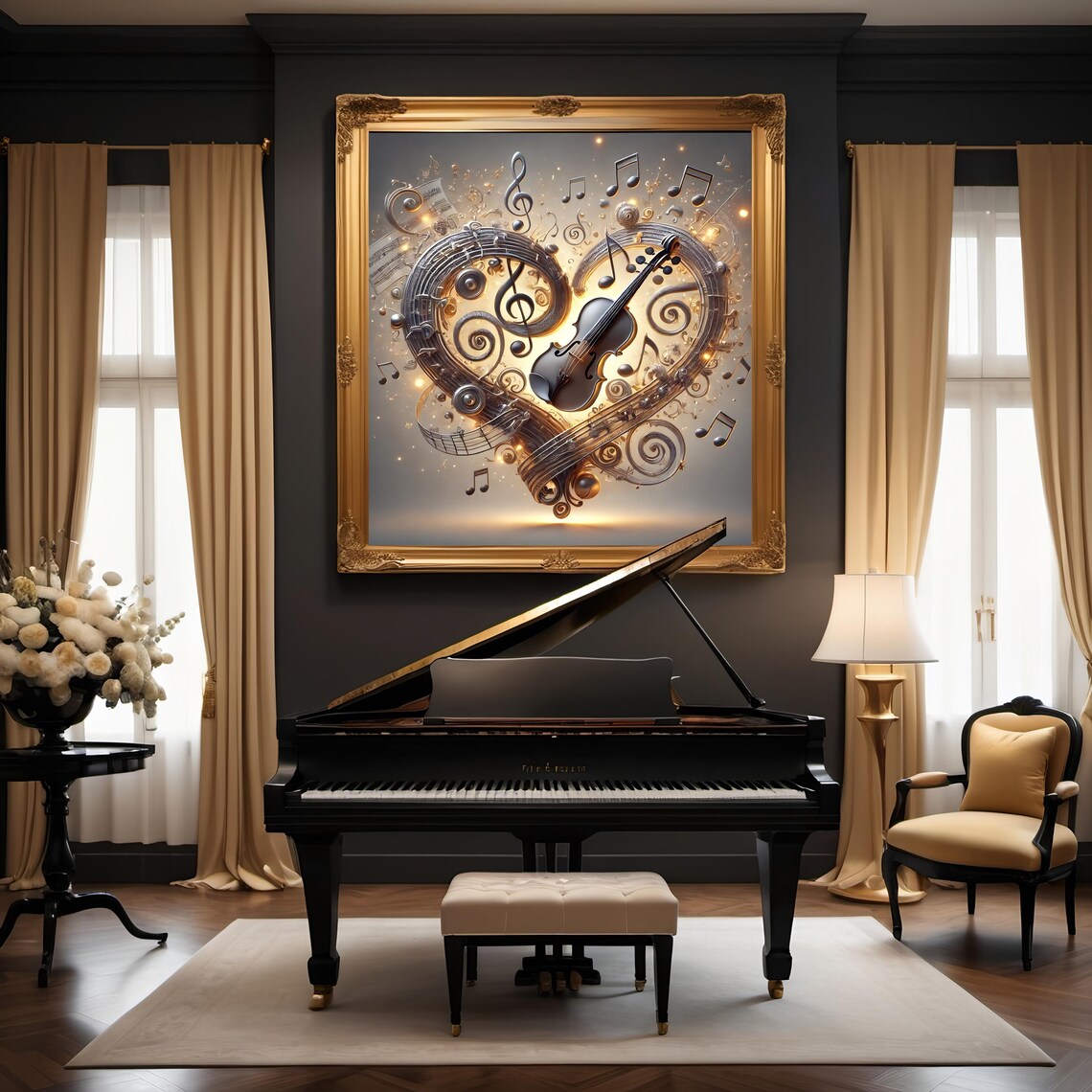 Musical Heart Valentine Art Print for Music Lovers - Image 3