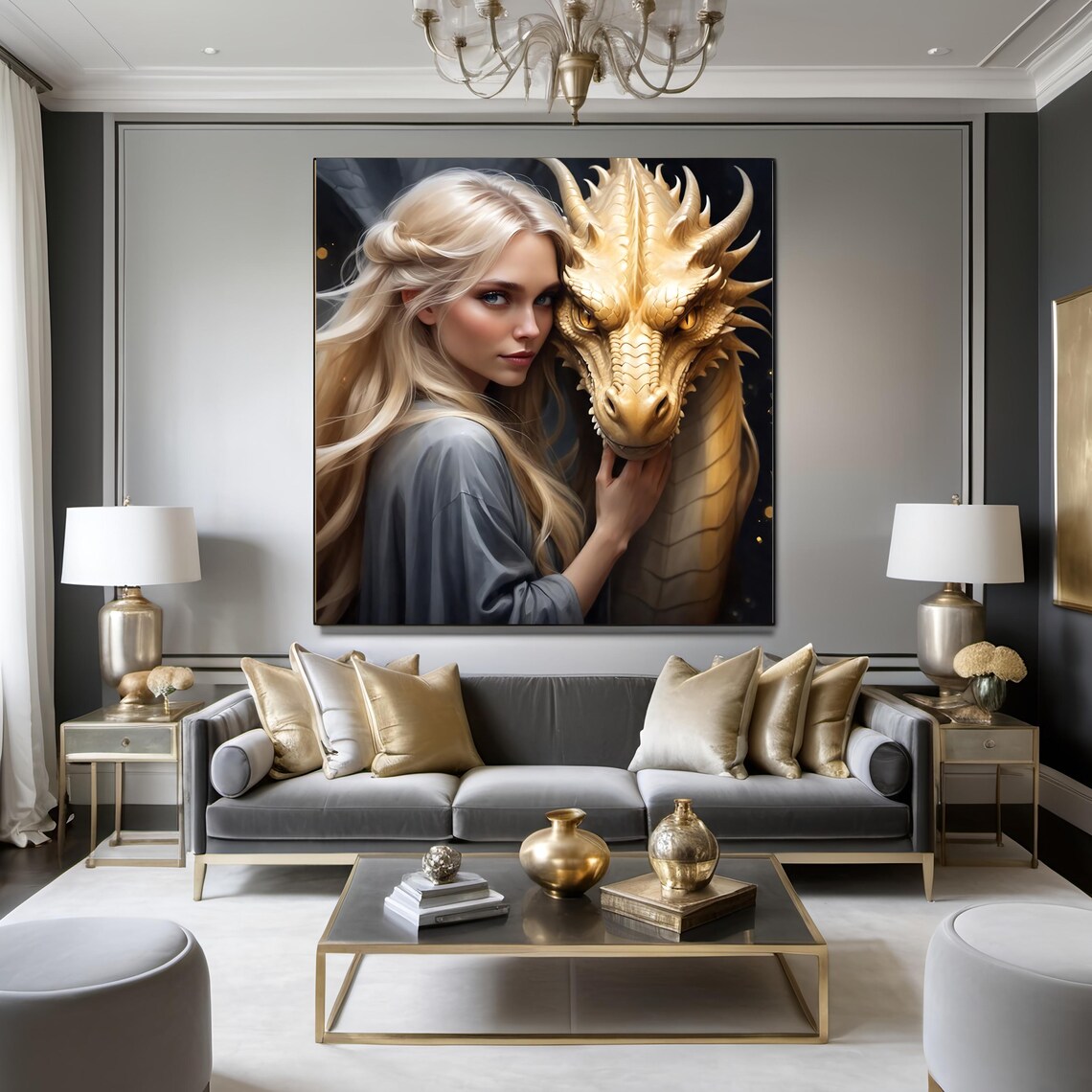 Sorceress And Dragon Mystical Fantasy Art Print - Image 3