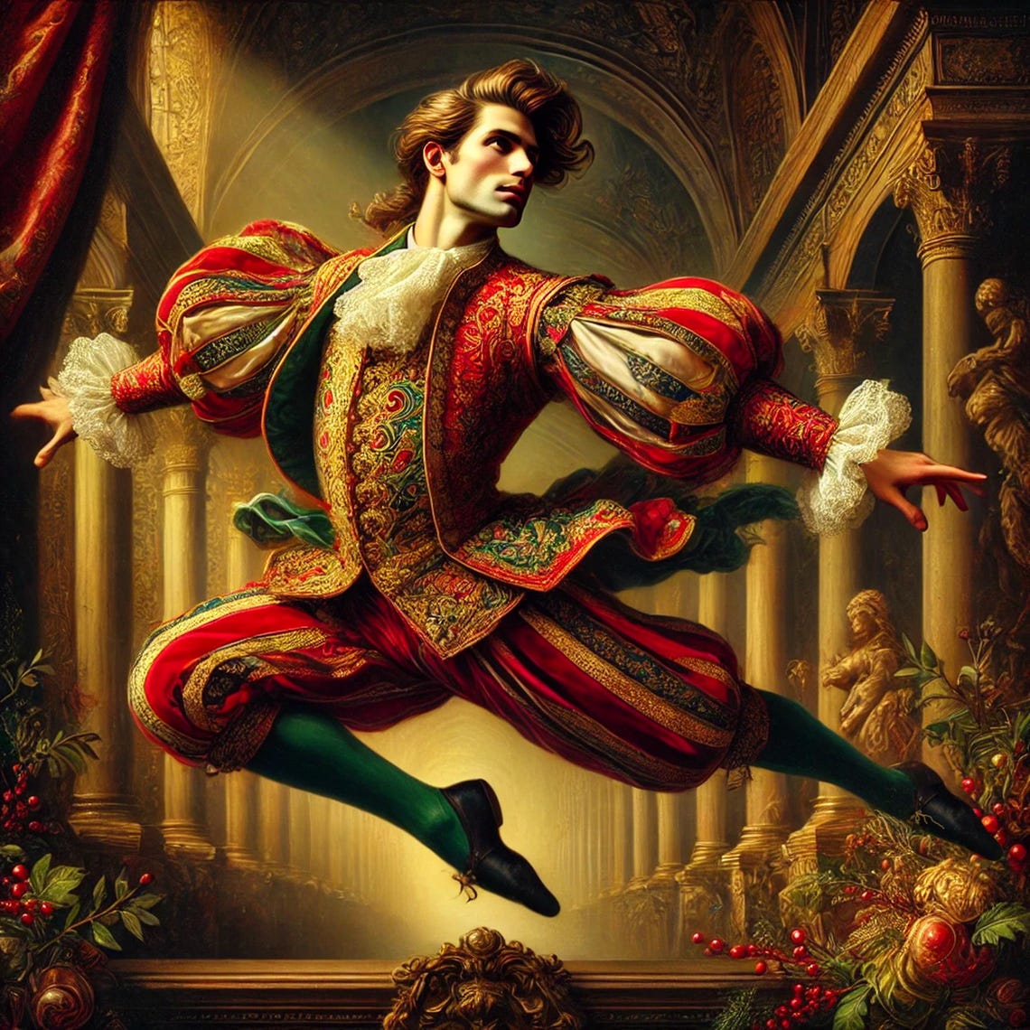 Ten Lords A Leaping Victorian Christmas Baroque Dancer Holiday Poster