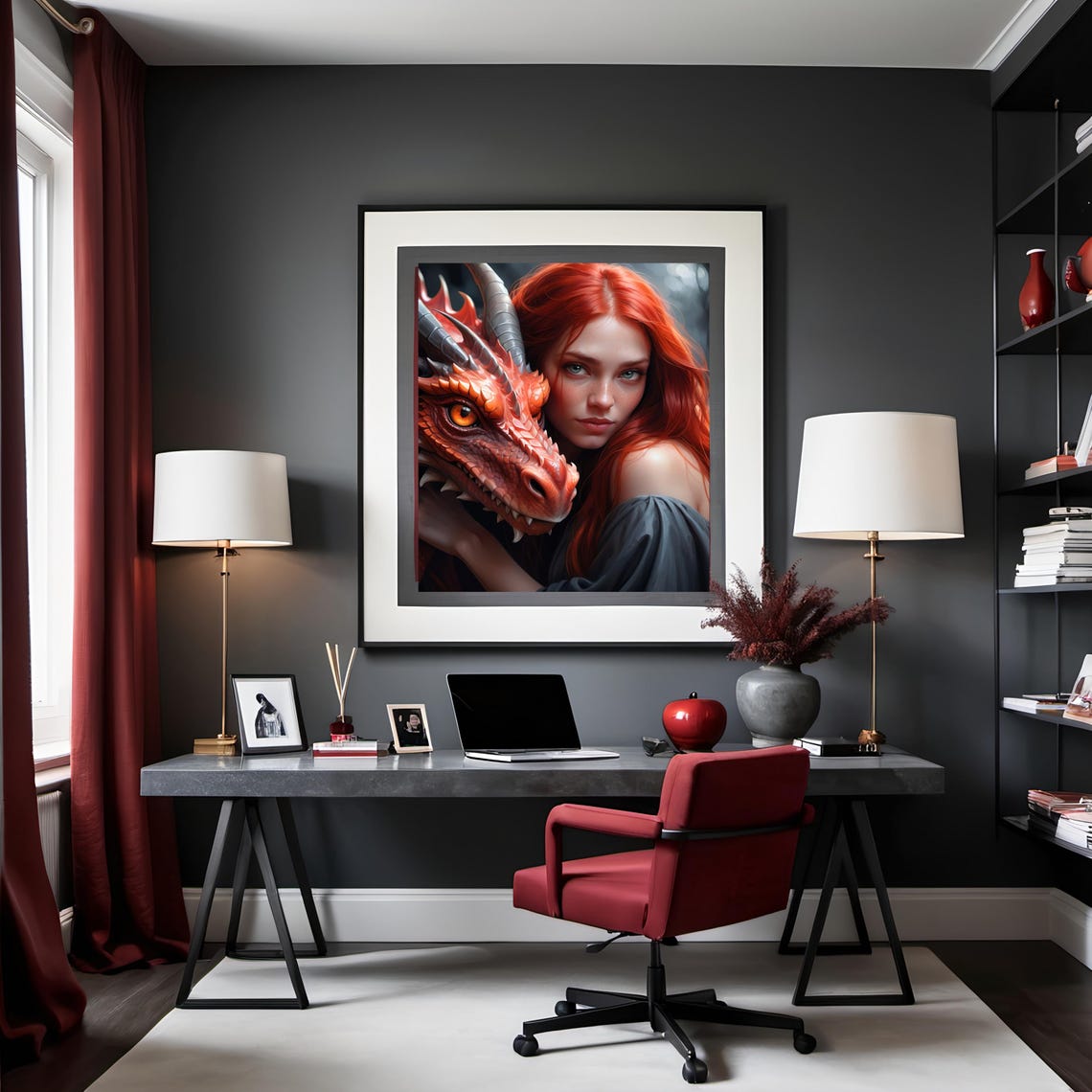 Sorceress And Dragon Home Decor Poster - Image 2