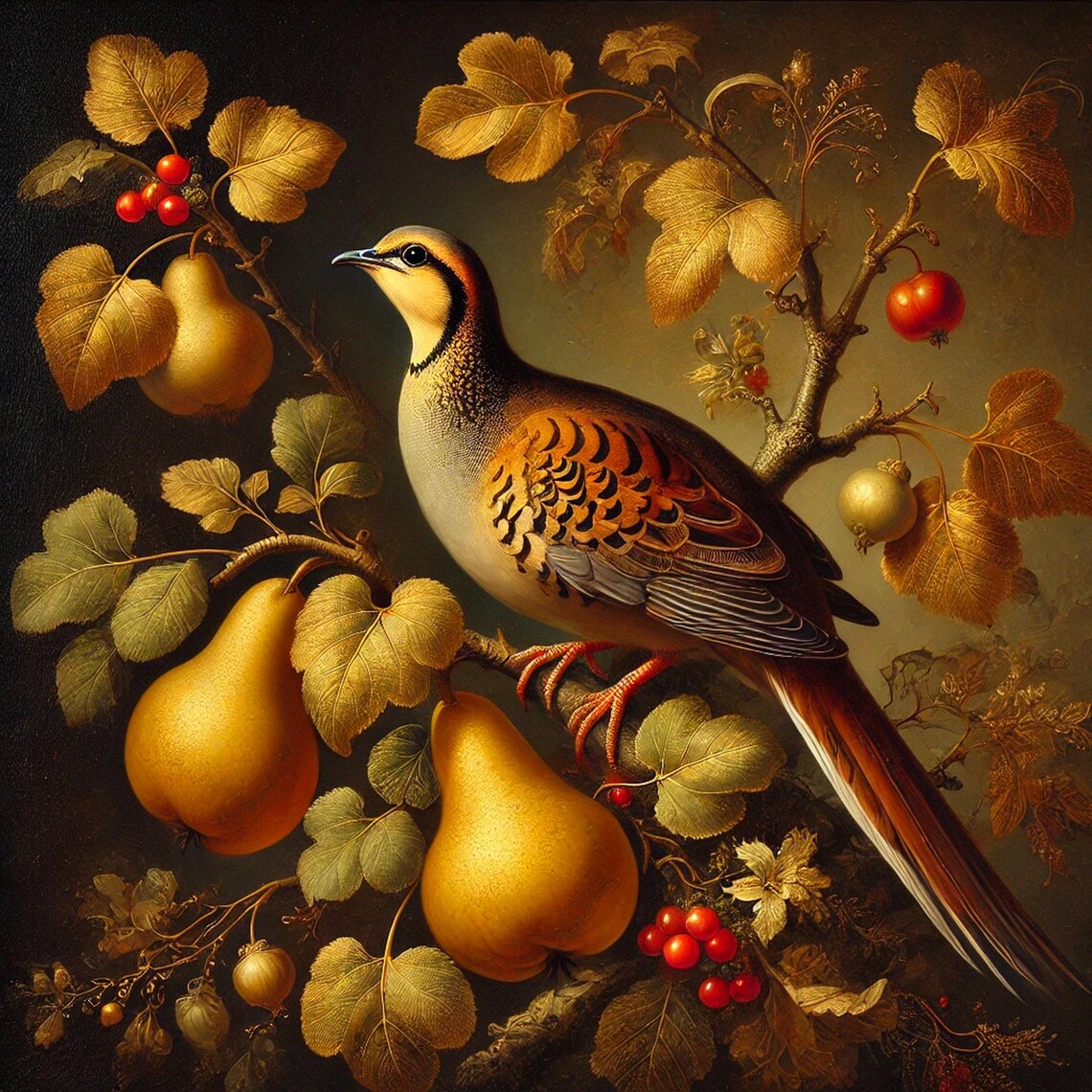 Partridge In A Pear Tree Christmas Art Print Decor