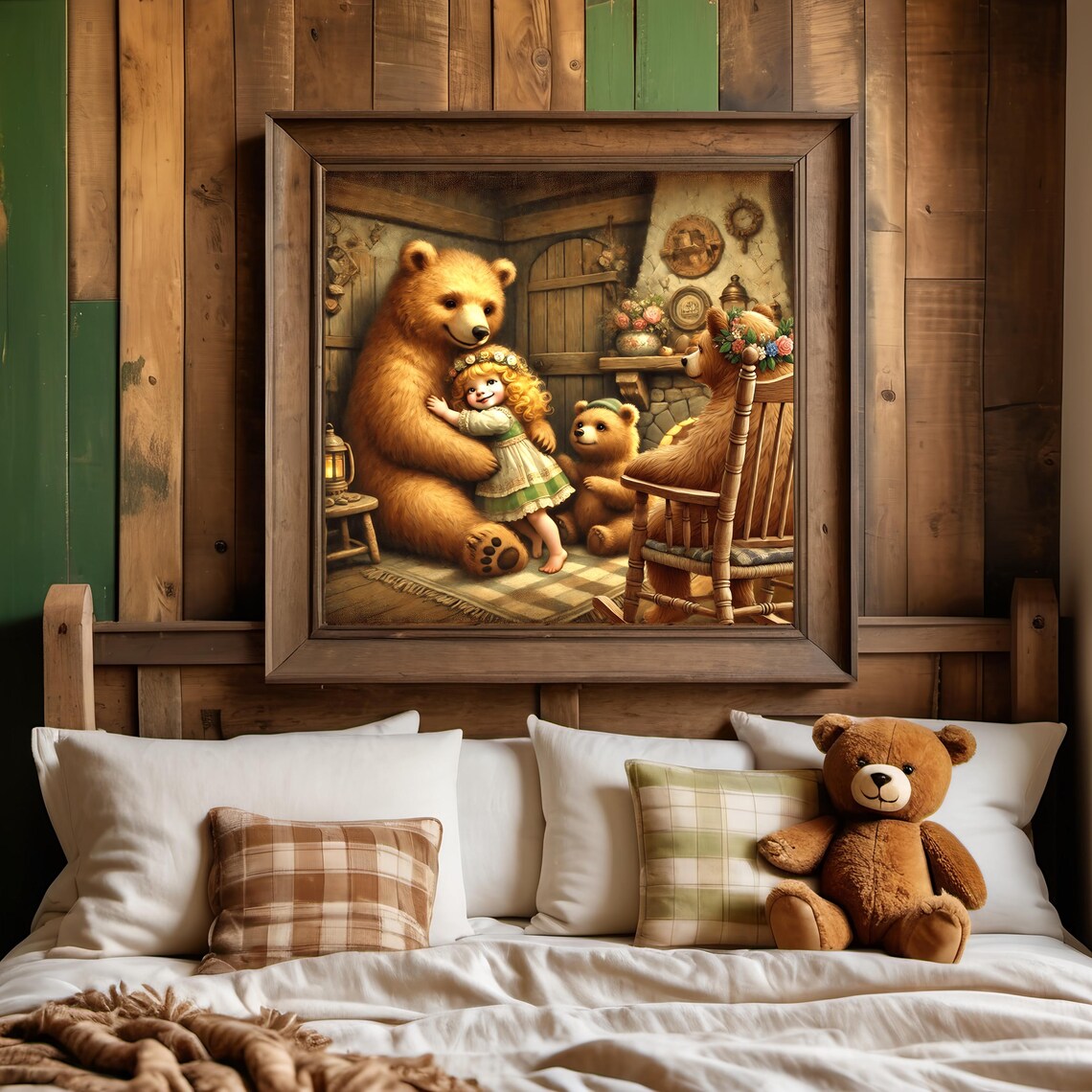 Goldilocks Befriending The Three Bears Cozy Cottage Art Poster - Image 2