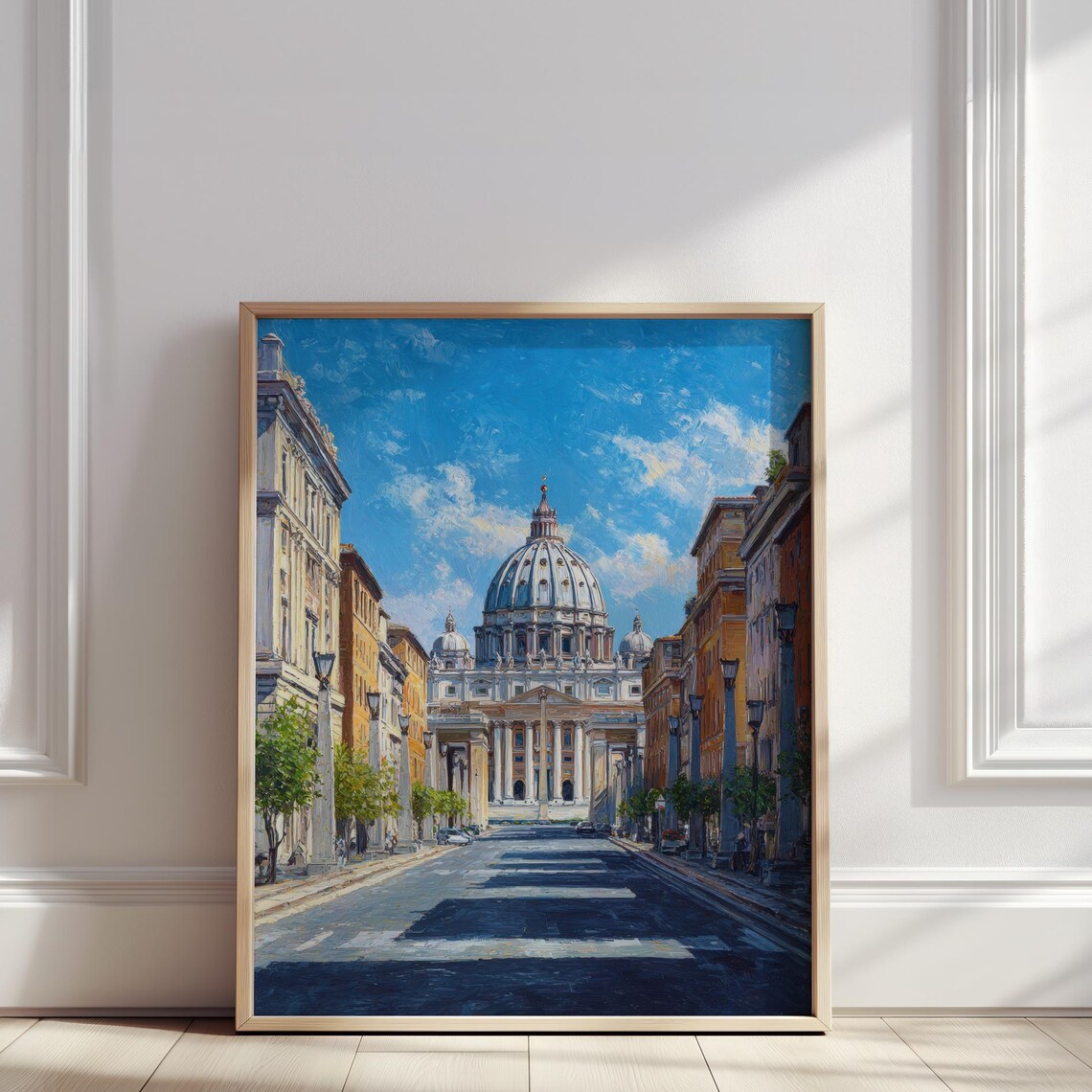 Vatican City St Peter's Basilica Street View Oil Painting Poster
