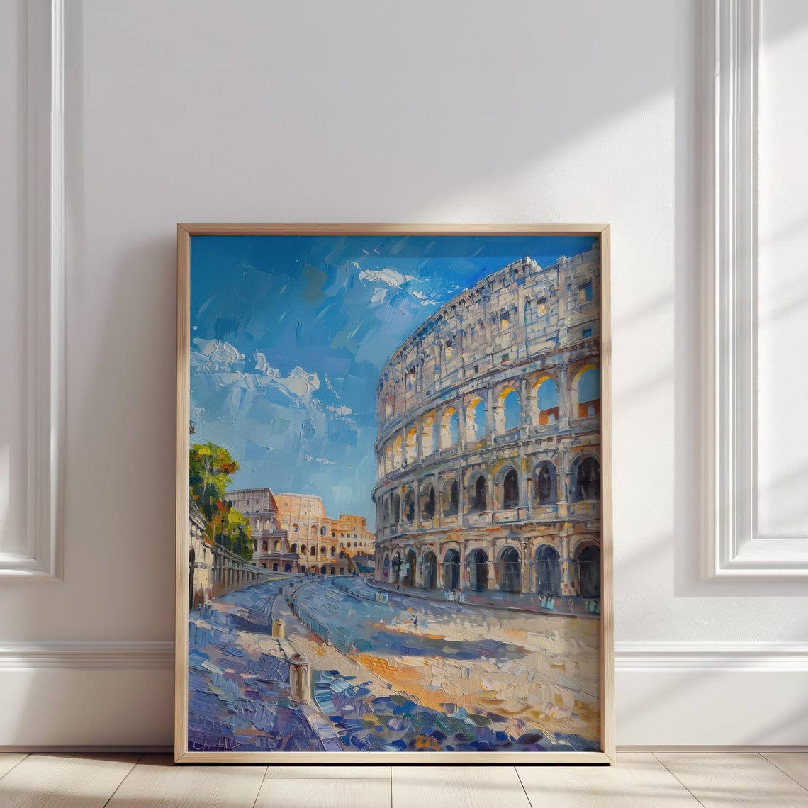 Colosseum Rome Oil Painting Italy Ancient Landmark Poster Italian Historical City Wall Art For Travel Lovers