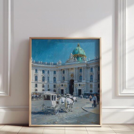 Vienna Hofburg Palace Oil Painting Europe Cityscape And Blue Sky Print Austrian Imperial Architecture Wall Art Poster