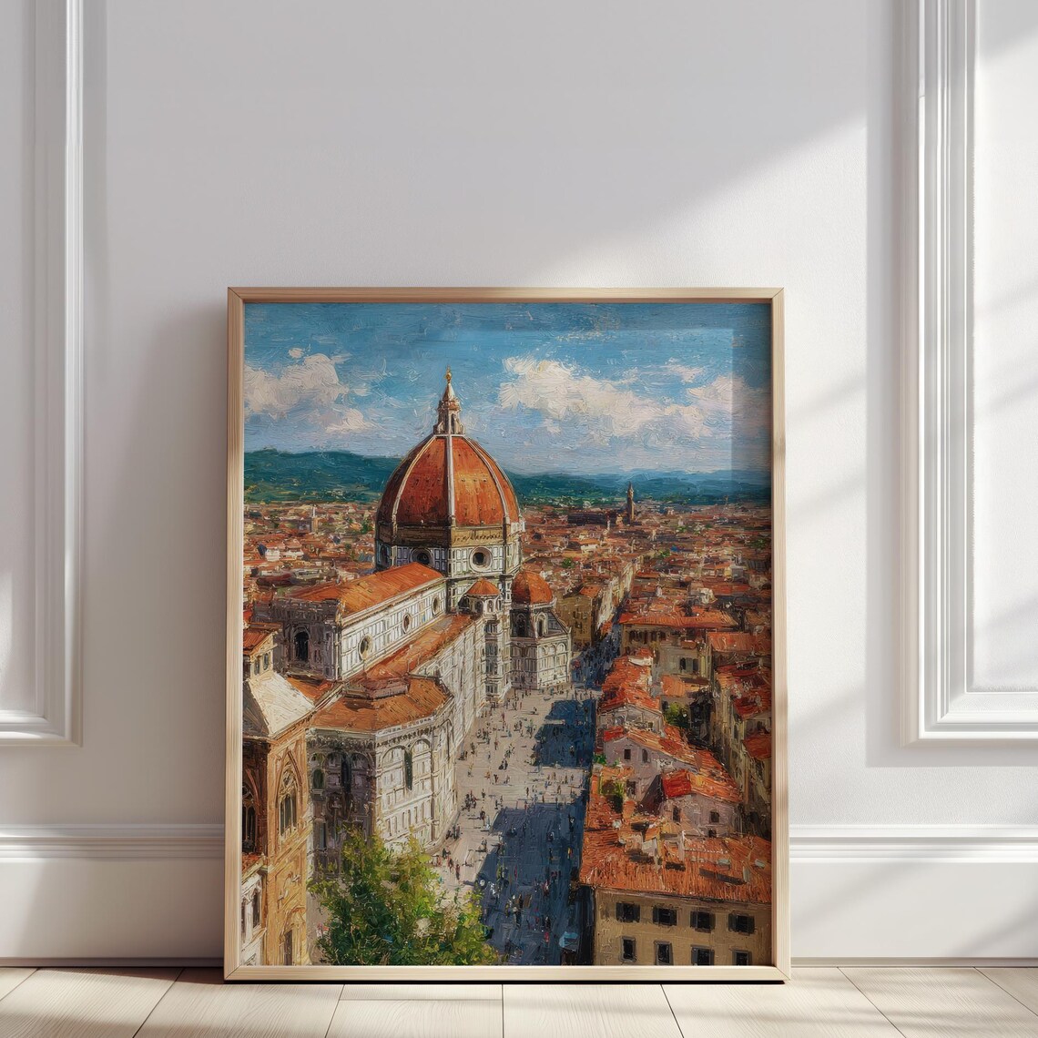 Florence Cathedral Duomo Aerial Cityscape Oil Painting Poster