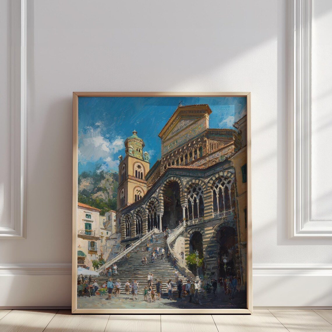 Amalfi Cathedral Italian Church Steps Historic Painting Poster