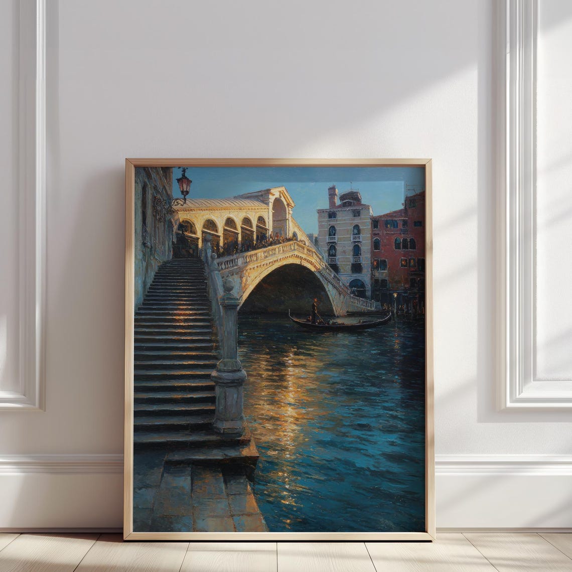 Venice Rialto Bridge Oil Painting Romantic Grand Canal In European City Print Italian Cityscape Wall Art Poster